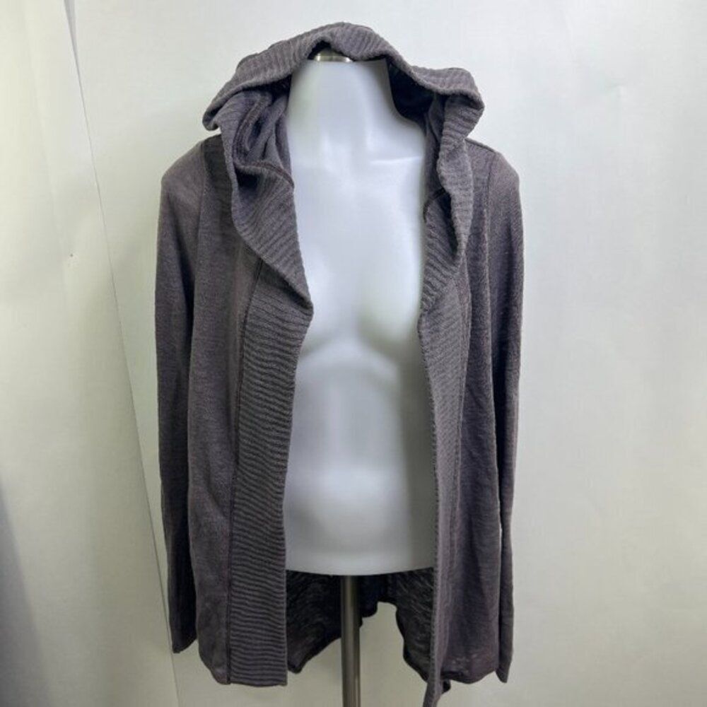 Prana Hilo Duster Sweater S Brown Open‎ Front Cardigan Hood Asymmetric Jacket